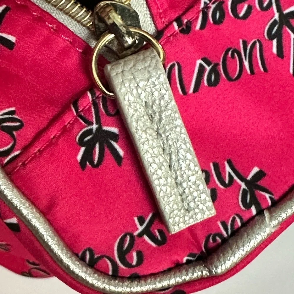Betsey Johnson Fuchsia Cosmetic Case with Silver Accents